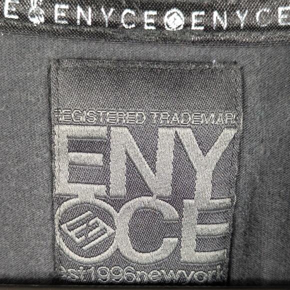 Enyce L Black Metallic Crest Logo T-Shirt Y2K Streetwear Hip Hop Graphic Tee - Picture 4 of 5